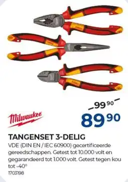 Meno Milwaukee tangenset 3-delig aanbieding