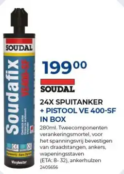 Meno Soudal 24x spuitanker + pistool ve 400-sf in box aanbieding