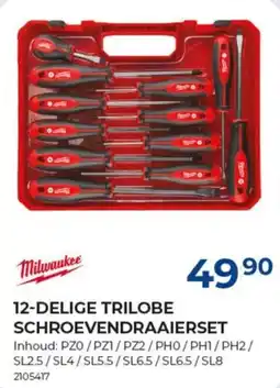 Meno Milwaukee 12-delige trilobe schroevendraaierset aanbieding