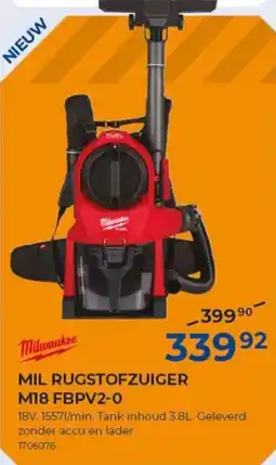 Meno Mil rugstofzuiger m18 fbpv2-0 aanbieding