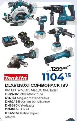Meno Makita dlx6128jx1 combopack 18v aanbieding