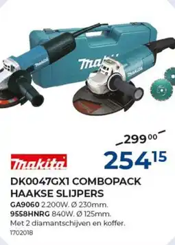 Meno Makita dk0047gx1 combopack haakse slijpers aanbieding