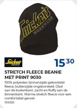 Meno Snickers stretch fleece beanie met print 9030 aanbieding