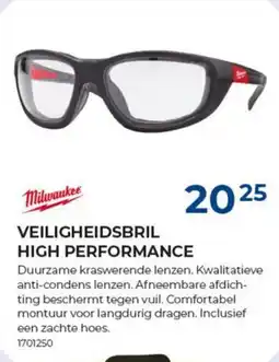 Meno Milwaukee veiligheidsbril high performance aanbieding