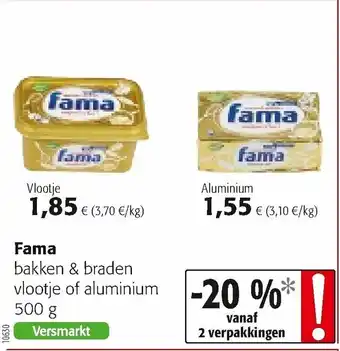 Colruyt Fama bakken & braden vlootje of aluminium 500g aanbieding