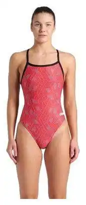 Decathlon Dameszwempak Arena Escape Dos Challenge Rood/Zwart aanbieding