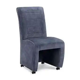 Leen Bakker Eetkamerstoel Adem - fluweel - blauw (2 stuks) - Leen Bakker aanbieding