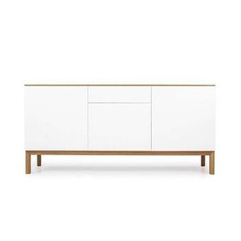 Tenzo dressoir Patch 3 deuren en 1 lade - eikenkleur/wit/eikenkleur - 85x179x47 cm - Leen Bakker