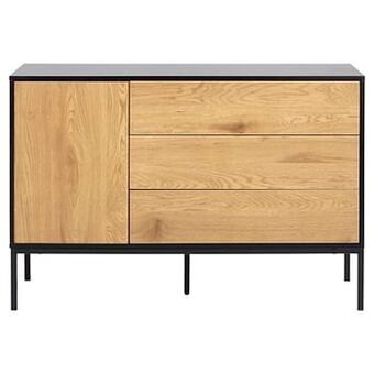 Leen Bakker Dressoir Avola - zwart/eikenkleur - 82x120x40 cm - Leen Bakker aanbieding