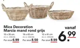Sligro Mica Decoration Marcia mand rond grijs aanbieding