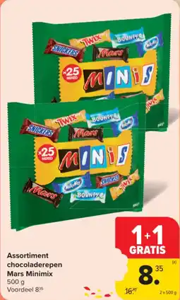 Carrefour Market Assortiment chocoladerepen Mars Minimix aanbieding