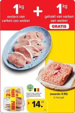 Carrefour Market Oesters + gehakt van varken van weleer Kwaliteitsketen Carrefour aanbieding