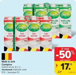 Carrefour Market Melk in brik Campina aanbieding
