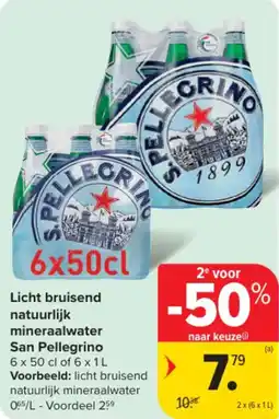 Carrefour Market Licht bruisend natuurlijk mineraalwater San Pellegrino aanbieding