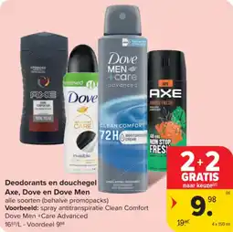 Carrefour Market Deodorants en douchegel Axe, Dove en Dove Men aanbieding