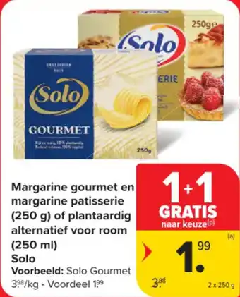 Carrefour Market Margarine gourmet en margarine patisserie of plantaardig alternatief voor room Solo aanbieding