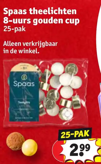 Spaas theelichten 8-uurs gouden cup