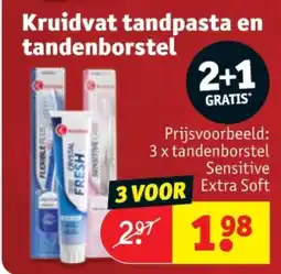 Kruidvat 3 x tandenborstel Sensitive Extra Soft aanbieding