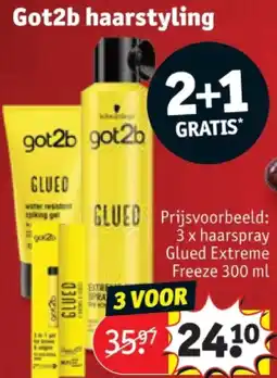 Kruidvat 3 x haarspray Glued Extreme Freeze 300 ml aanbieding