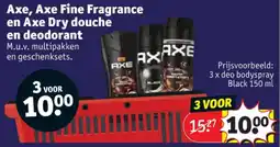 Kruidvat Axe, Axe Fine Fragrance en Axe Dry douche en deodorant aanbieding
