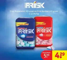 Kruidvat Frisk Peppermint 105 gram en Frisk Aardbei 105 gram aanbieding