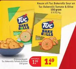 Kruidvat Tuc Bakerolls Tomato & Olive 150 gram aanbieding