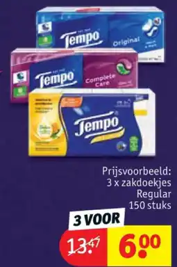 Kruidvat 3 x zakdoekjes Regular 150 stuks aanbieding