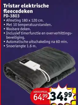 Kruidvat Tristar elektrische fleecedeken aanbieding