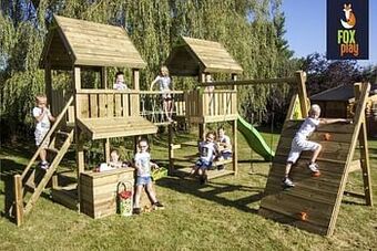 Dreamland Fox play schommel Baltimore Duo Explorer met limegroene glijbaan aanbieding
