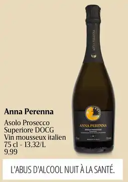 Delhaize Anna Perenna Asolo Prosecco Superiore DOCG Vin mousseux italien aanbieding