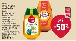 Delhaize Miel, sirop d'agave ou d'érable aanbieding