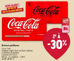 Delhaize Coca-Cola Boisson pétillante Original, Light, Zero ou Zero Caffeine aanbieding