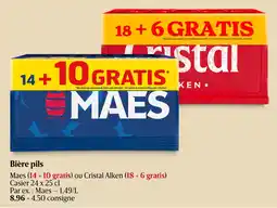 Delhaize Bière pils Maes ou Cristal Alken aanbieding