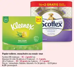 Delhaize Papier toilette, mouchoirs ou essuie-tout aanbieding