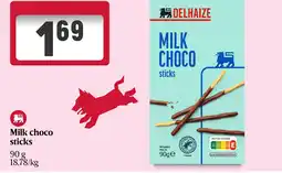 Delhaize Milk choco sticks aanbieding