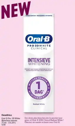 Delhaize Oral-B Pro-3D White Blancheur intense Dentifrice aanbieding