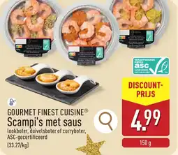 ALDI Gourmet finest cuisine scampi's met saus aanbieding