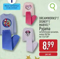 ALDI Dreamworks/ disney/ marvel pyjama aanbieding
