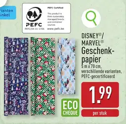 ALDI Disney/ marvel geschenk papier aanbieding