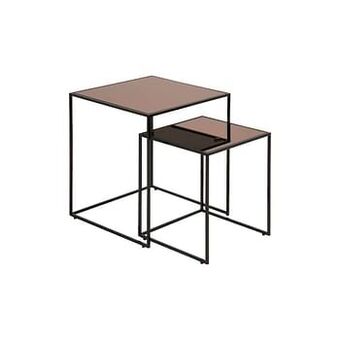 Leen Bakker Set van 2 bijzettafels Hosvik - bronskleur/zwart - 50x45x45 cm en 40x35x35 cm - Leen Bakker aanbieding