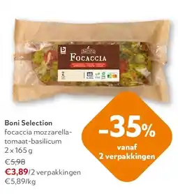 OKay Boni Selection focaccia mozzarellatomaat-basilicum 2 x 165 g aanbieding