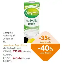 OKay Campina halfvolle of volle melk 1 L aanbieding