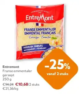 OKay Entremont Franse emmentaler geraspt 250 g aanbieding
