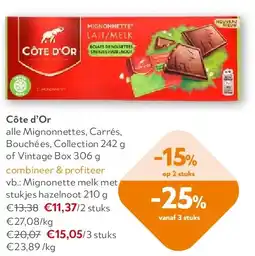 OKay Mignonette melk met stukjes hazelnoot 210 g aanbieding