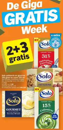 Albert Heijn Solo patisserie en gourmet 250 gram en room 250 ml aanbieding