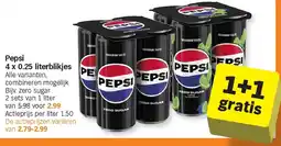 Albert Heijn Pepsi 4 x 0.25 literblikjes aanbieding