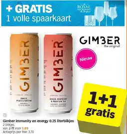 Albert Heijn Gimber immunity en energy 0.25 literblikjes aanbieding