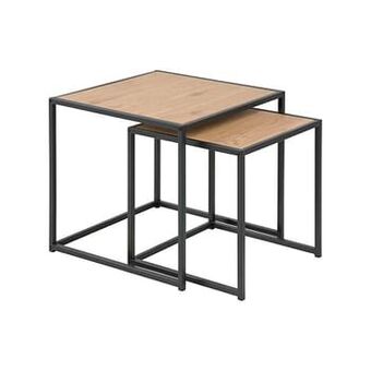 Leen Bakker Set van 2 bijzettafels Jaxx - eikenkleur/zwart - Leen Bakker aanbieding