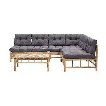 Leen Bakker Palletbank Tarifa bamboe met Florence kussens - grijs - 4-delig - Leen Bakker aanbieding