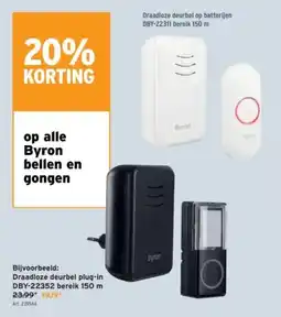 GAMMA Draadloze deurbel plug-in DBY-22352 bereik aanbieding